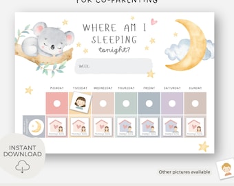 Co-parenting calendar, Co-parenting weekly schedule, Child divorce custody planner, Divorced parents calendar, Family organization
