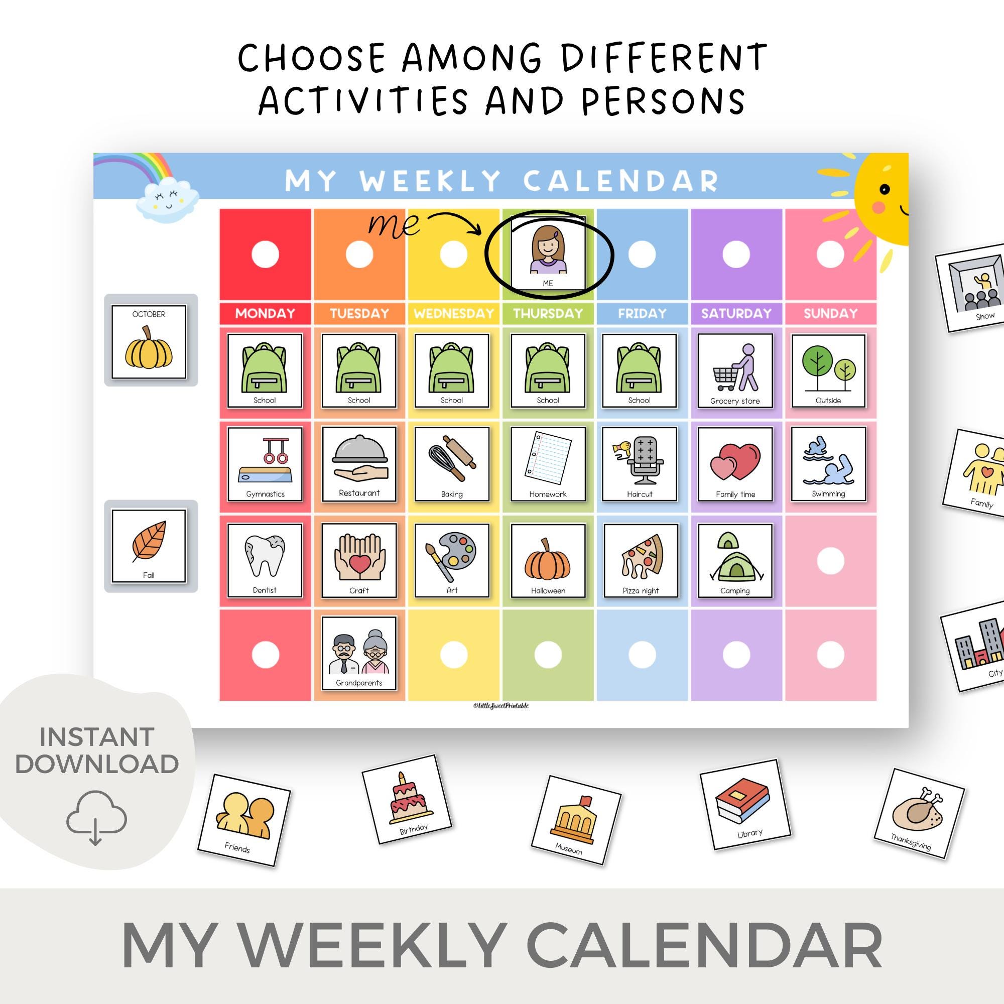 Weekly Visual Calendar, Weekly Schedule Kids, Visual Schedule, Daily ...