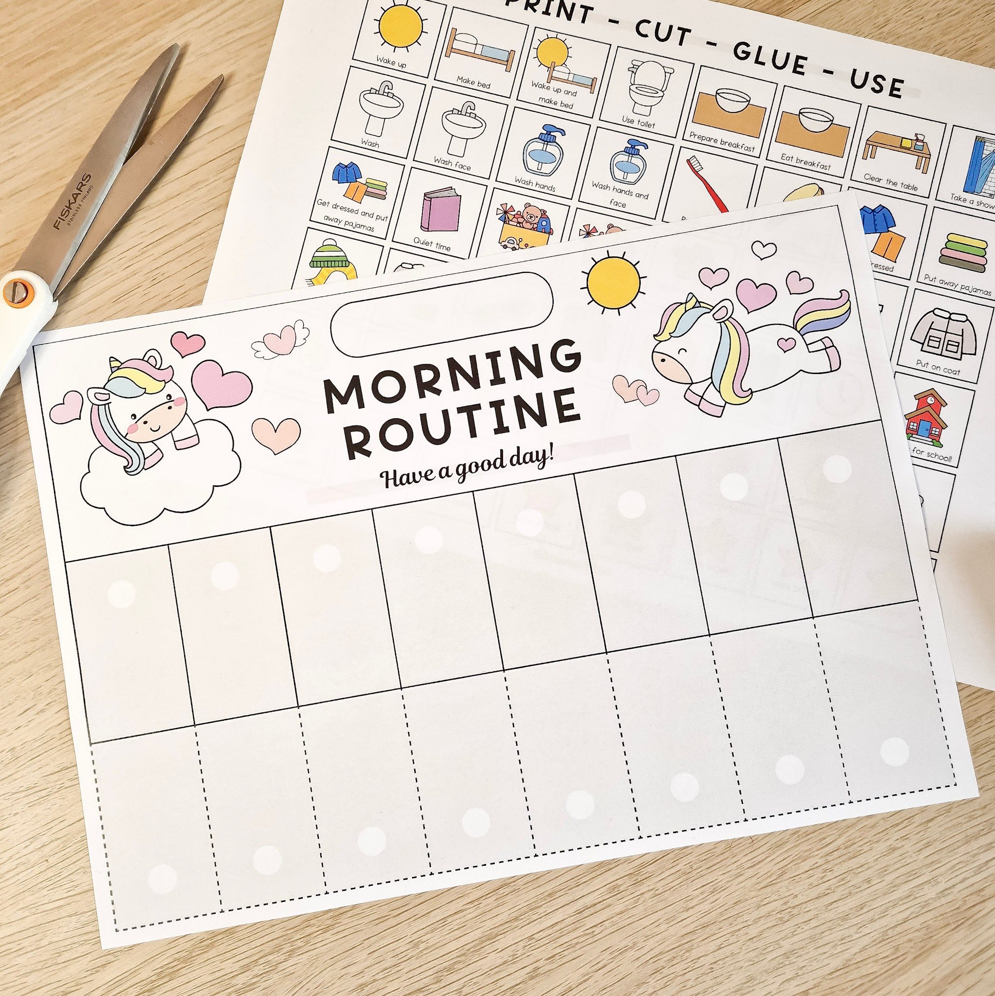 Morning Routine Chart Printable for Kids Toddler Daily Visual Schedule ...