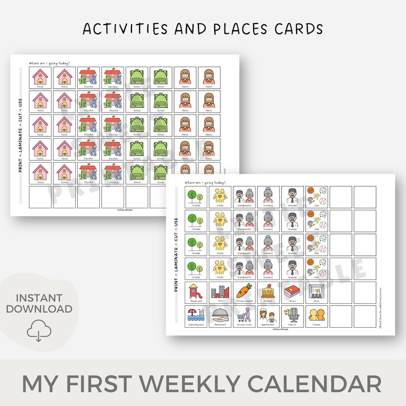 Weekly visual calendar, Toddler visual schedule, Daily schedule, Weekly kid calendar, Kid planner, Printable routine, Daycare, Chart image 7