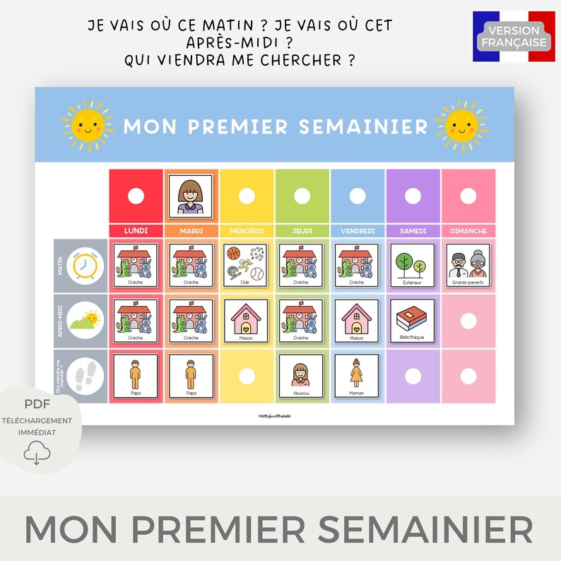 Emploi Du Temps Visuel Imprimable Pour Enfant Semainier Enfant 