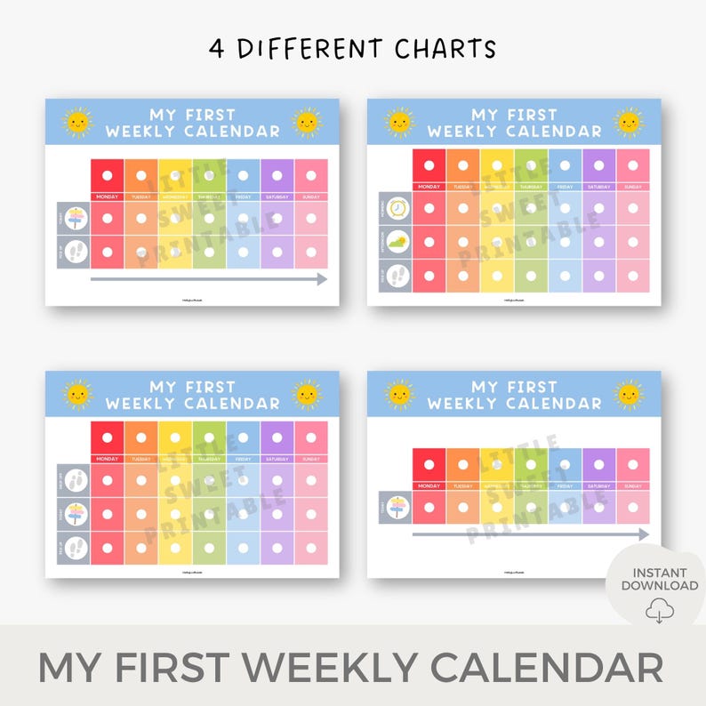 Weekly visual calendar, Toddler visual schedule, Daily schedule, Weekly kid calendar, Kid planner, Printable routine, Daycare, Chart image 3