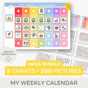 Emploi du temps visuel imprimable pour enfant, Semainier enfant, Calendrier de la semaine,  Routine crèche maternelle école, Planning