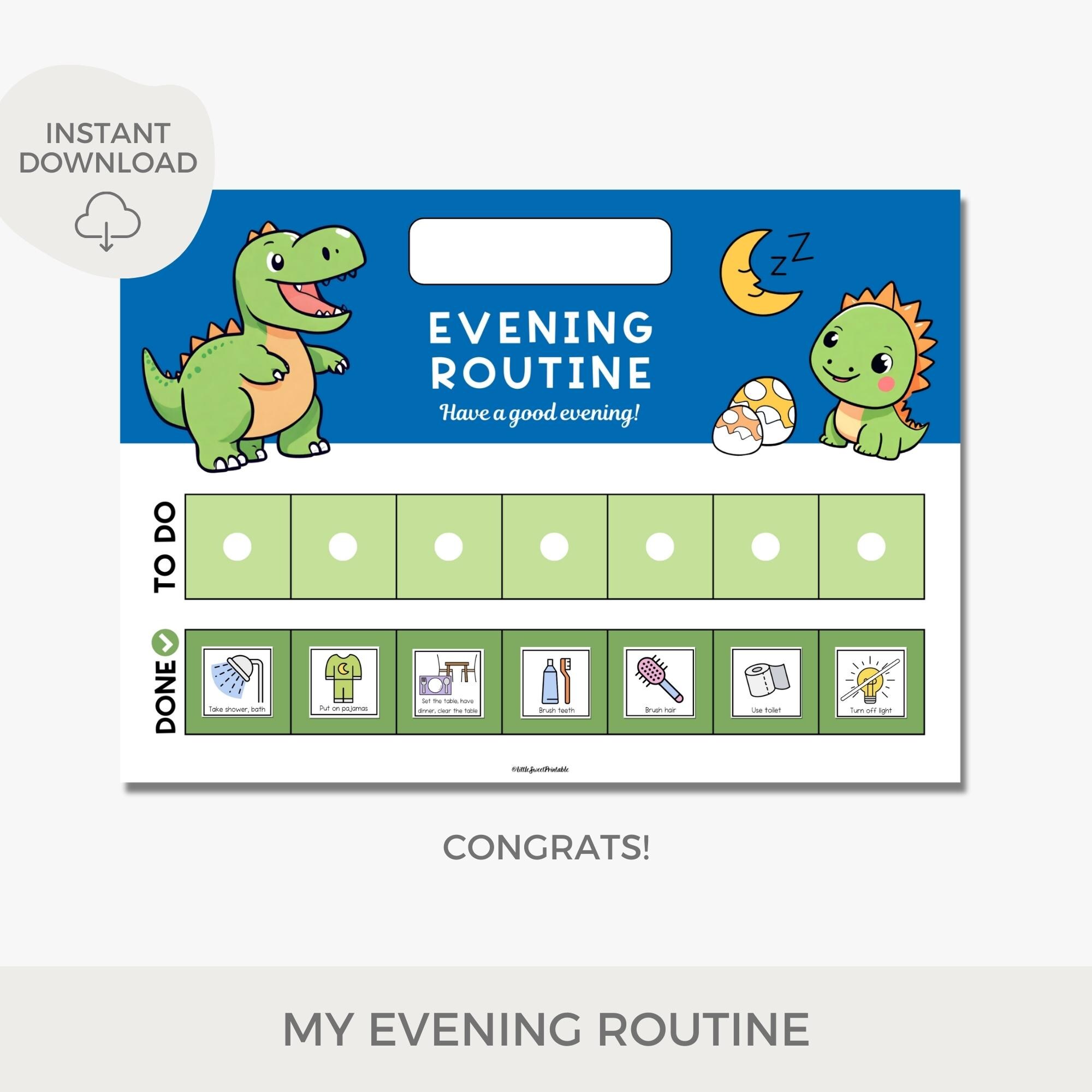 Bedtime Routine Chart, Visual Schedule for Kids, Toddler Routine ...