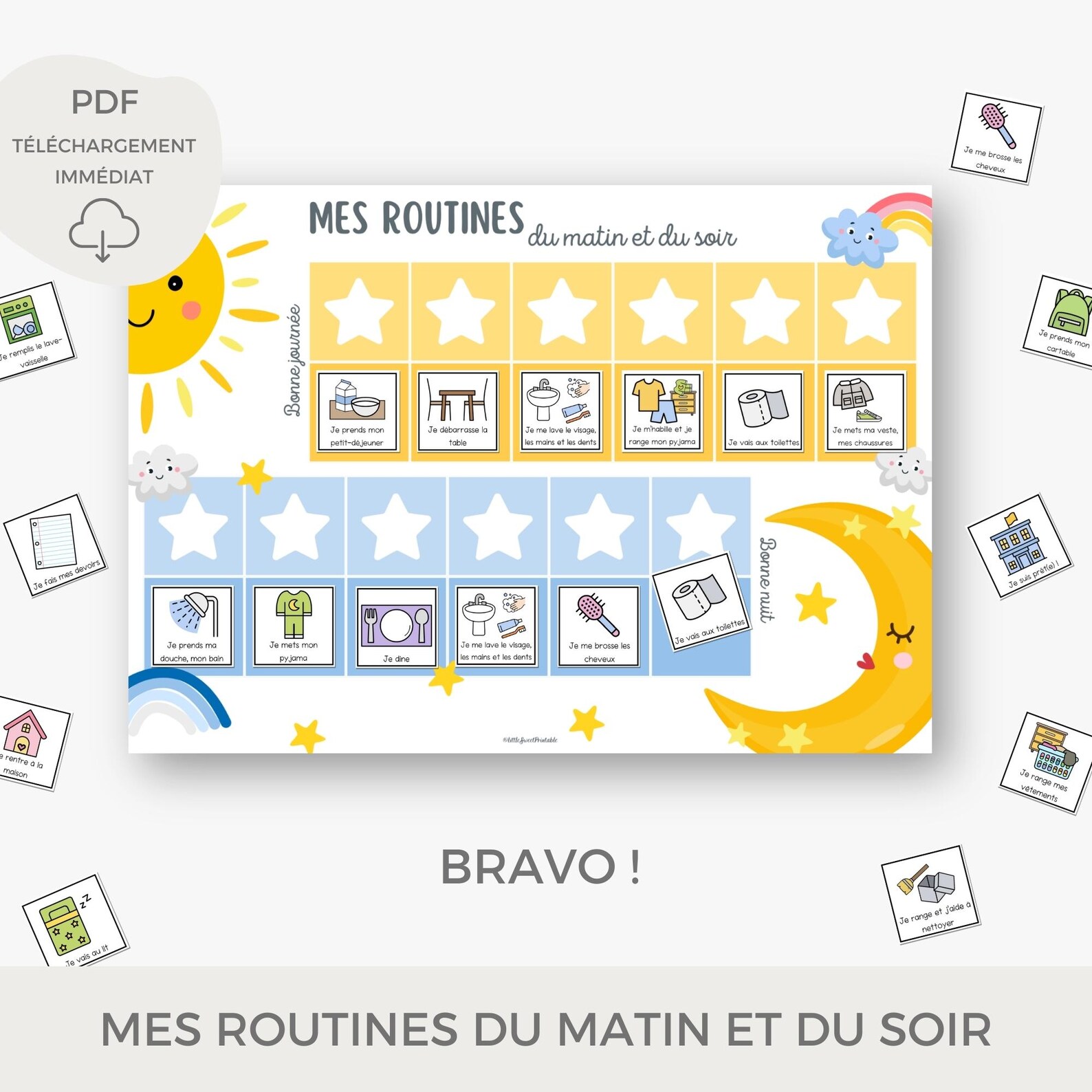 Children's Morning and Evening Routines, Children's Routine Chart ...