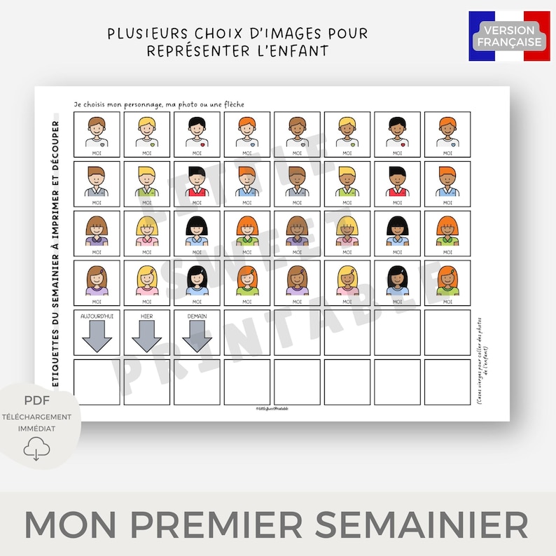 Emploi du temps visuel imprimable pour enfant, Semainier enfant ...