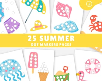 Summer dot marker pages, Do a dot printable, Dot to dot coloring pages, Dot art activity, Colored dot activity for kids