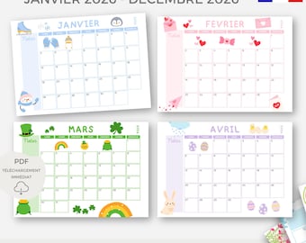 Calendario 2026, Calendario imprimible 2026, Calendario imprimible, Calendario mensual en blanco, Organización familiar, Planificación infantil