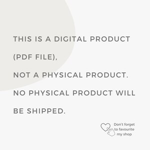 May include: Text on a white background that reads: "This is a digital product (PDF file), not a physical product. No physical product will be shipped."
