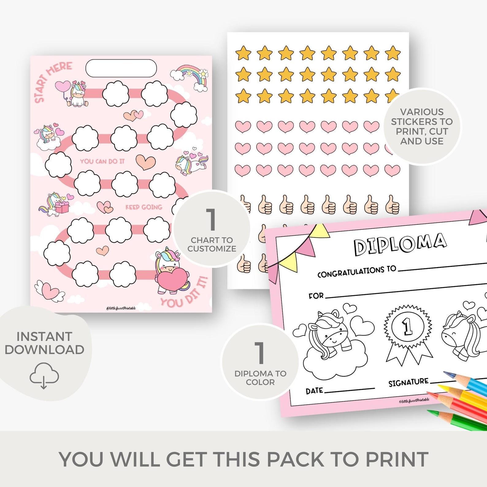 Reward Chart Printable for Kids, Behavior Chart for Toddlers, Sticker ...