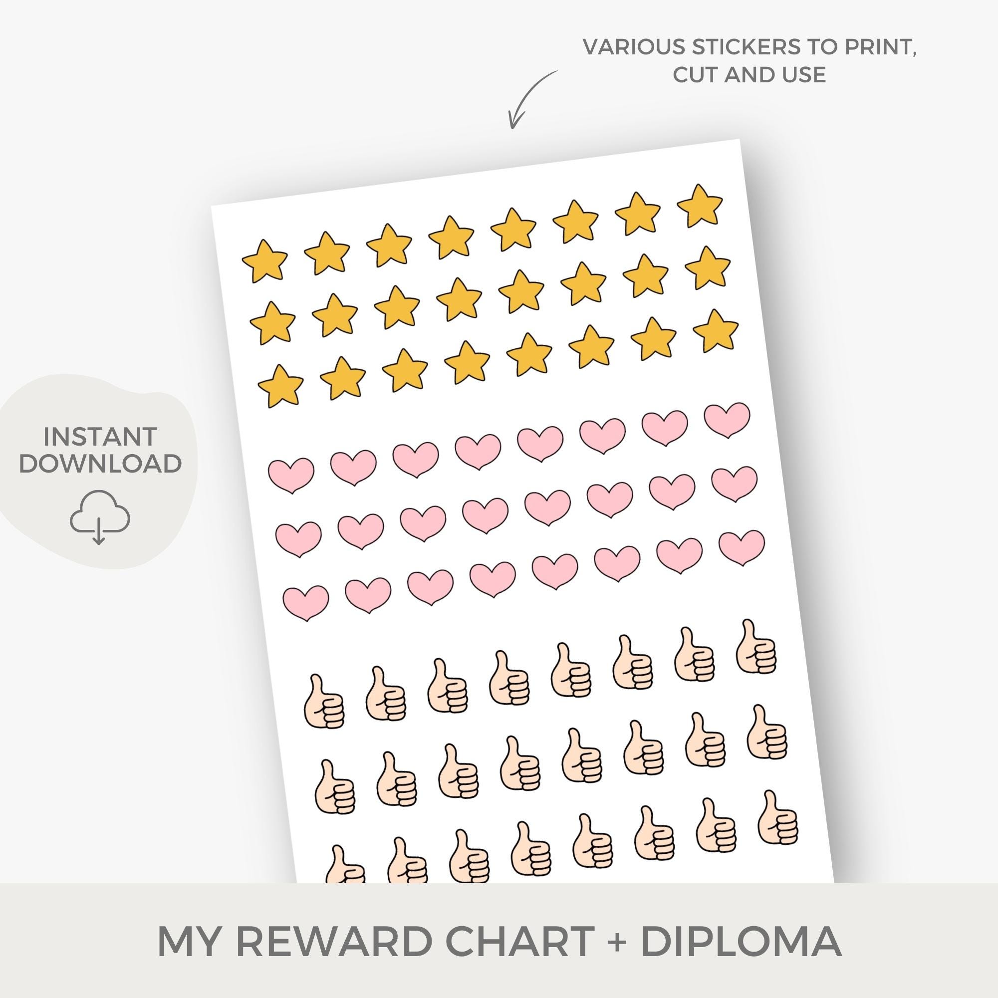 Reward Chart Printable for Kids, Behavior Chart for Toddlers, Sticker ...