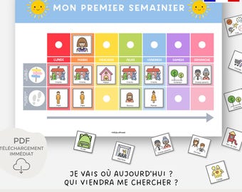 Emploi du temps visuel imprimable pour enfant, Semainier enfant, Calendrier de la semaine,  Routine crèche maternelle école, Planning