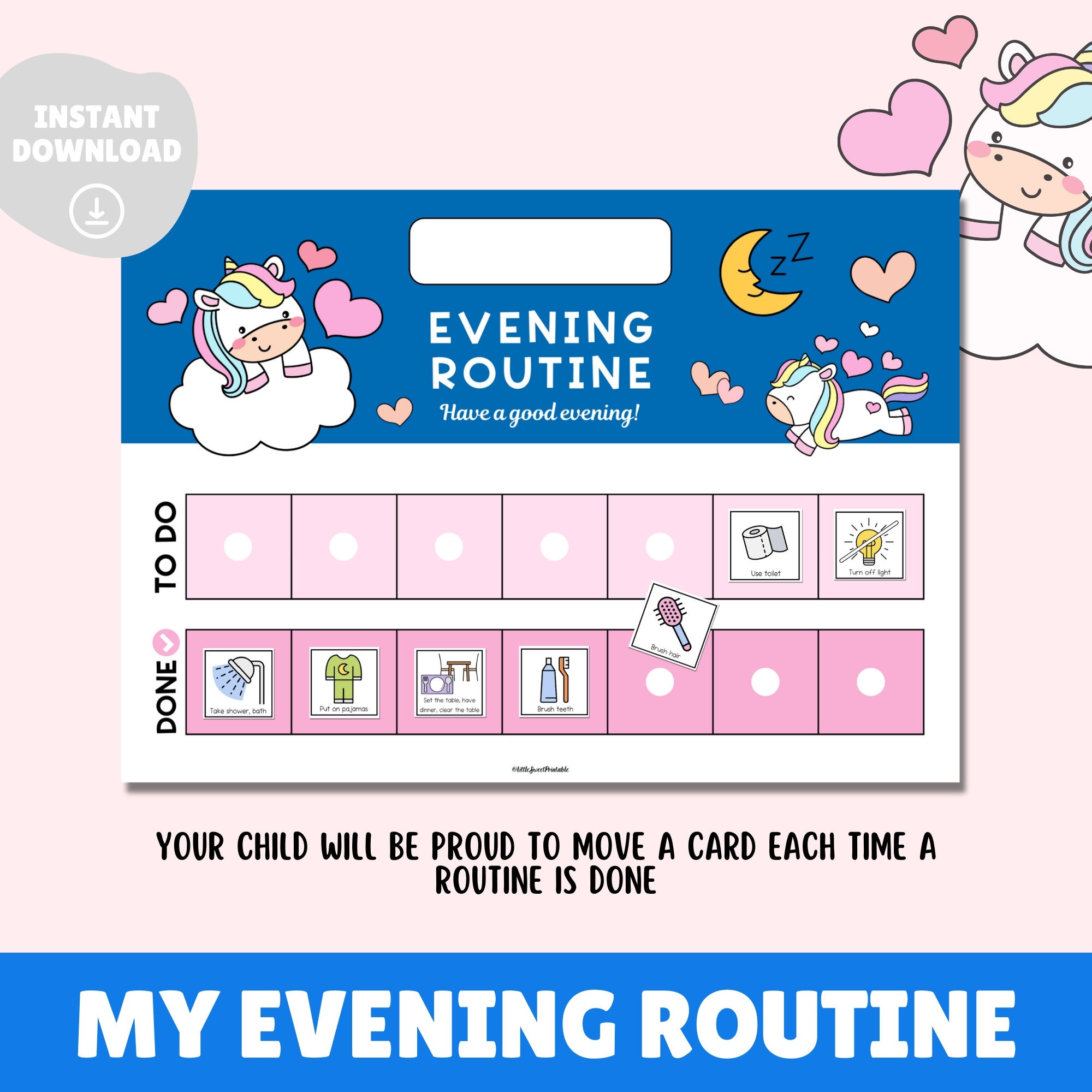 Bedtime Routine Chart, Visual Schedule for Kids, Toddler Routine ...