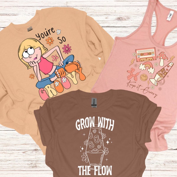 Groovy Lizzie McGuire Indpired Racerback Tank Tops, Sweatshirts, and Tee Shirts Size XS-3XL, Lava Lamp, Keep It Groovy, Grow With The Flow.