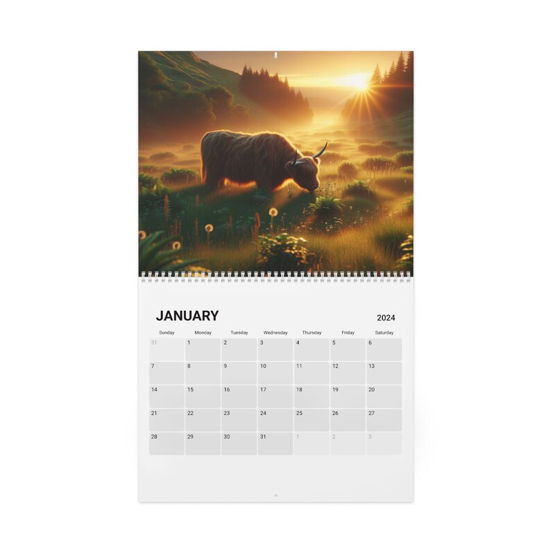 Adorable Highland Cow Calendar 2025 Etsy