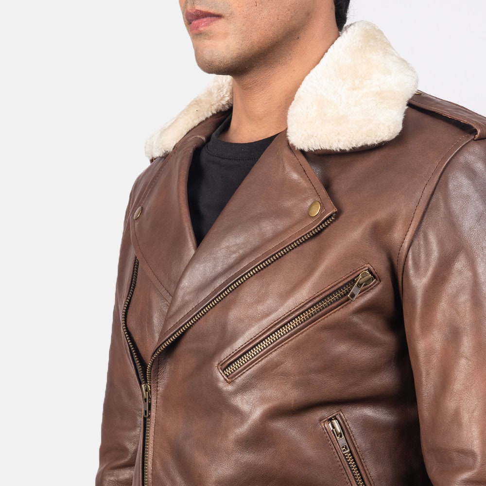 Fierce and Furocious Brown Biker Jacket Sleek and Stylish the Fur ...