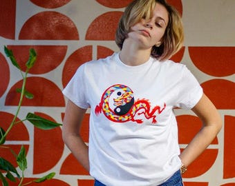 Yin Yang Dragon Graphic Tee | Mosaic Dragon Streetwear | 90s Nostalgia Shirt | StarryEmpire Original