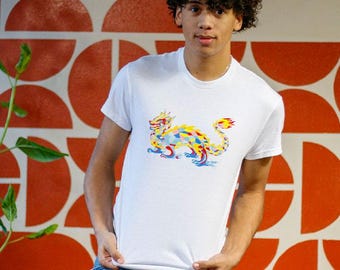 Asian Inspired Graphic Tee - Mosaic Dragon Streetwear Shirt - Aesthetic Clothing - Colorful Dragon Art T-Shirt - StarryEmpire
