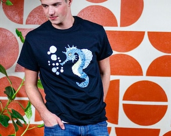 Kawaii Seahorse Dragon Shirt | Aesthetic Marine Streetwear Tee | Hand-Drawn Bubble Art Graphic Top | Harajuku Sea Creature | StarryEmpire