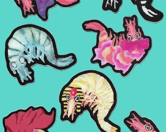 Cute Wimpy Shrimpy Stickers | Cute Sea Animal Sticker-Sheet | Kawaii Shrimp Sticker Pack | Original Wimpy Shrimpy Art | StarryEmpire