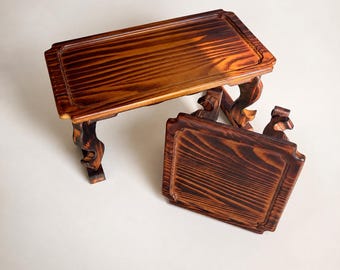 Handcrafted Wooden Square Soban | Korean Traditional Table Decor