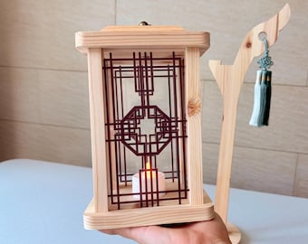 Traditional Korean Wooden Lantern – Sabangdeung | Dol & Baek-il Table Decor