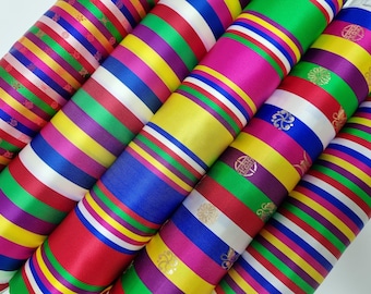 Korean Traditional Saekdong Fabric – Bold Striped Fabric for Dol & Hanbok Sewing (By the Yard) Dol Table, Korean Decor