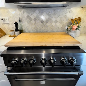 Housse de cuisinière double face XL | Planche de nouilles | Planche à découper | Charcuterie | Couvercle d'évier | Plateau et plus pour cuisinière électrique/à gaz - Bambou