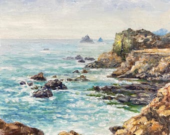 Painting Seascape. Ocean shore. Landscape wall decor. Marine art. Hand painted, oil.