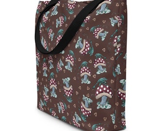 Frogs Leaping for Love Large Tote Bag - brown