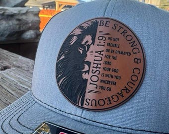 Richardson trucker hat - Bible Verse- leatherette patch hat - Christian hat - Jesus hat - cross hat - Hats for Dads - Gift for Dad Father