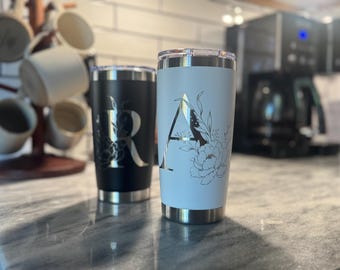 Personalized Coffee Tumbler - Letter Coffee Mug - Coffee Cup - Coffee Mug - Gift For Mom - Gift For Sister - Gift for Dad - wedding gift