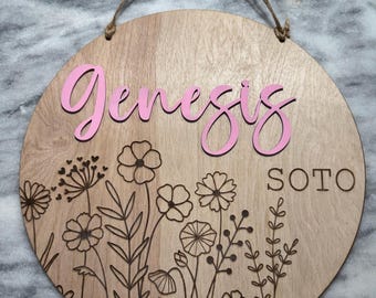 Nursery name sign, round name sign, above crib sign, 3d name sign, baby name sign, boy name sign, girl name sign, custom name sign