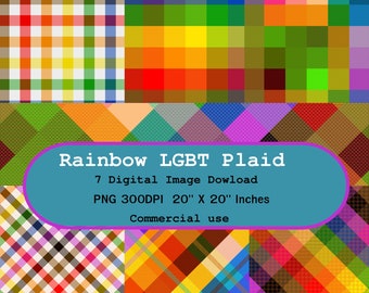 Rainbow LGBT Plaid Seamless Pattern Pride Flag, Lesbian, Gay, Transgender, Bisexual, Pansexual, Nonbinary (Commercial use)