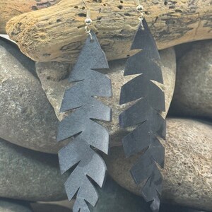 Recycled Bicycle Tube Feather Earrings