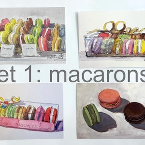 Lot de cartes postales - de peintures originales - édition limitée, macarons, portes fleuries, parfaites décor murale, cadeau - Côte d'Azur