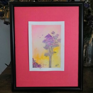 peinture aquarelle , paysage d'automne 04 (ATTENTION vendu sans le cadre ), œuvre originale