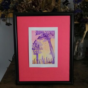 peinture aquarelle , paysage d'automne 01 (ATTENTION vendu sans le cadre ), œuvre originale