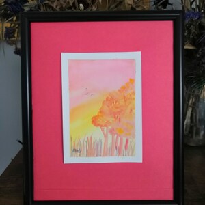 peinture aquarelle , paysage d'automne 03 (ATTENTION vendu sans le cadre ), œuvre originale