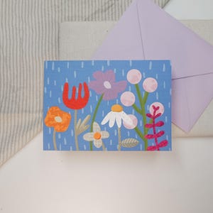 Postkarte Regen | Blumenkarte | Geschenkkarte | Geburtstagskarte | Karte Din A6 | Gartenkarte