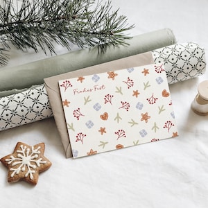 Postkarte Weihnachten A6 | Frohes Fest Karte | Geschenkkarte | Lebkuchen | Kekskarte | Advent