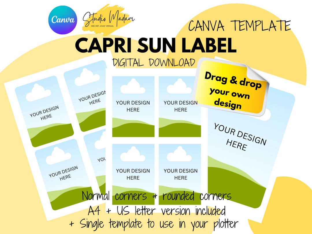 Labels F Sun Capri Sun Labels - DIGITAL DOWNLOAD - Canva Template - Etsy UK