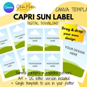 Capri sun labels - DIGITAL DOWNLOAD - Canva template