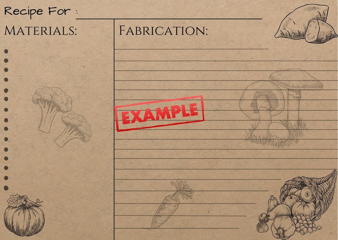 Food Recipe Card Digital Recipe Cards Printable Recipe Cards Collection