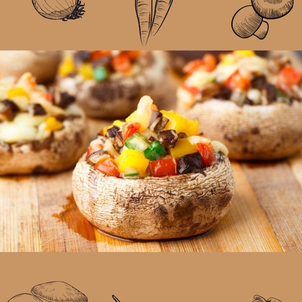 Stuffed Mushrooms with Mixed Vegetables | Digital Recipes from Turkish and World Cuisines | Food, Dessert, Diet and Vegetarian Recipes