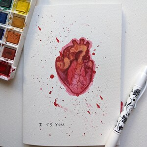Aquarell menschliches Herz Valentinstag Karte
