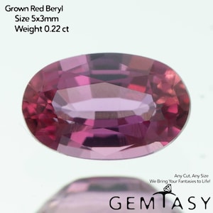 Cut stone - Red Beryl hydrothermal lab grown, facet Oval 5x3mm 0.20-0.25ct