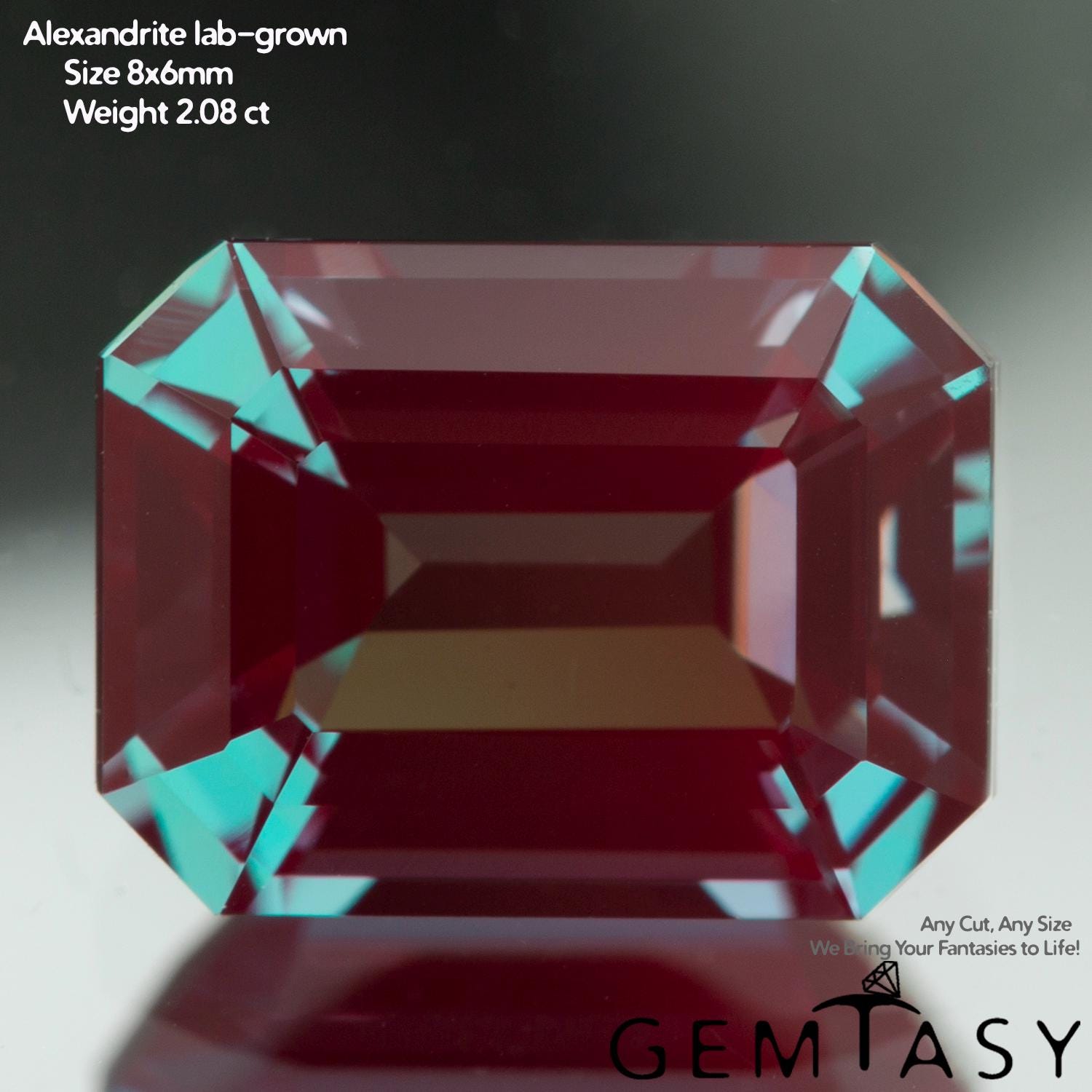 Cut Stone - Alexandrite Czochralski (pulled) Lab Grown, Facet