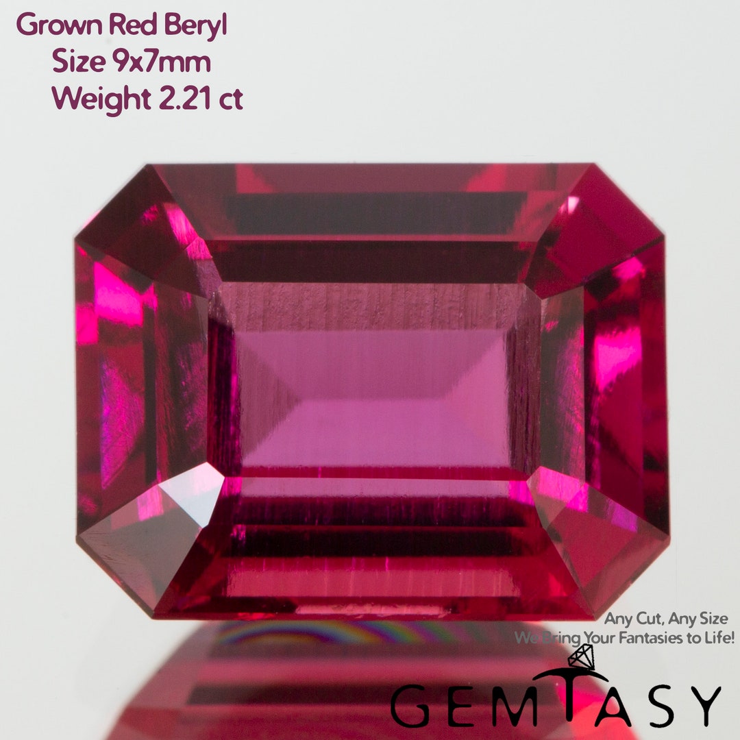 Cut Stone - Red Beryl Hydrothermal Lab Grown, Facet Octagon 9x7mm 1.90 ...