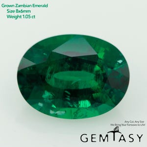 Slipad sten - Zambisk hydrotermal smaragd, labgrown, fasett Oval 8 x 6 mm 1,05-1,25 ct